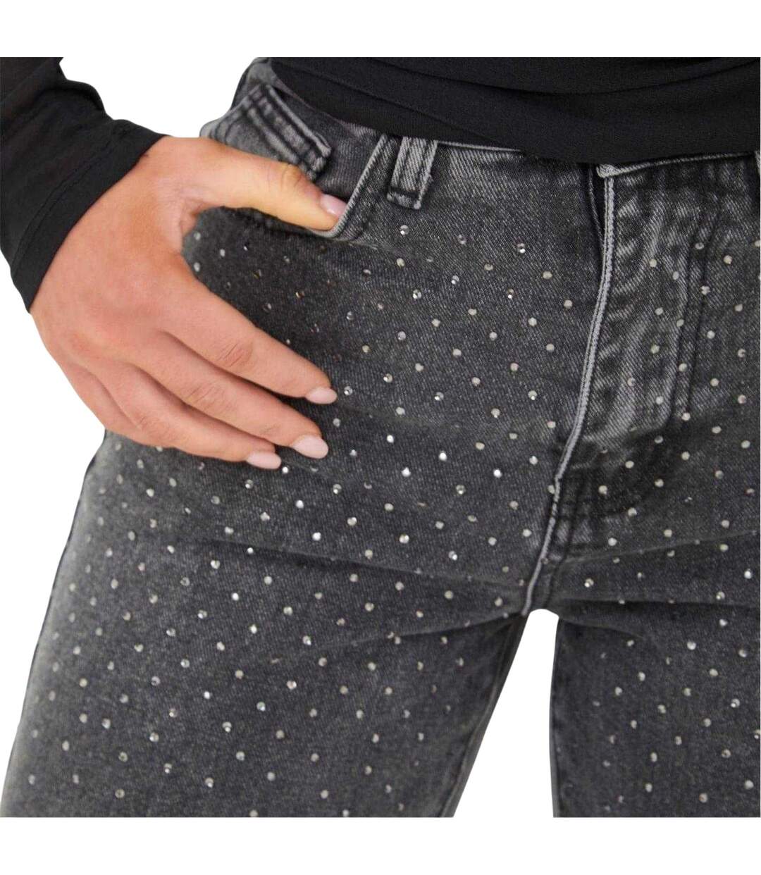 Jean Motif/style Embelli Femme Gris Délavé I Saw It First-4
