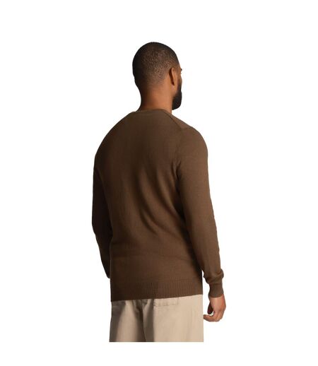 Mens cotton merino crew neck sweater olive Lyle & Scott