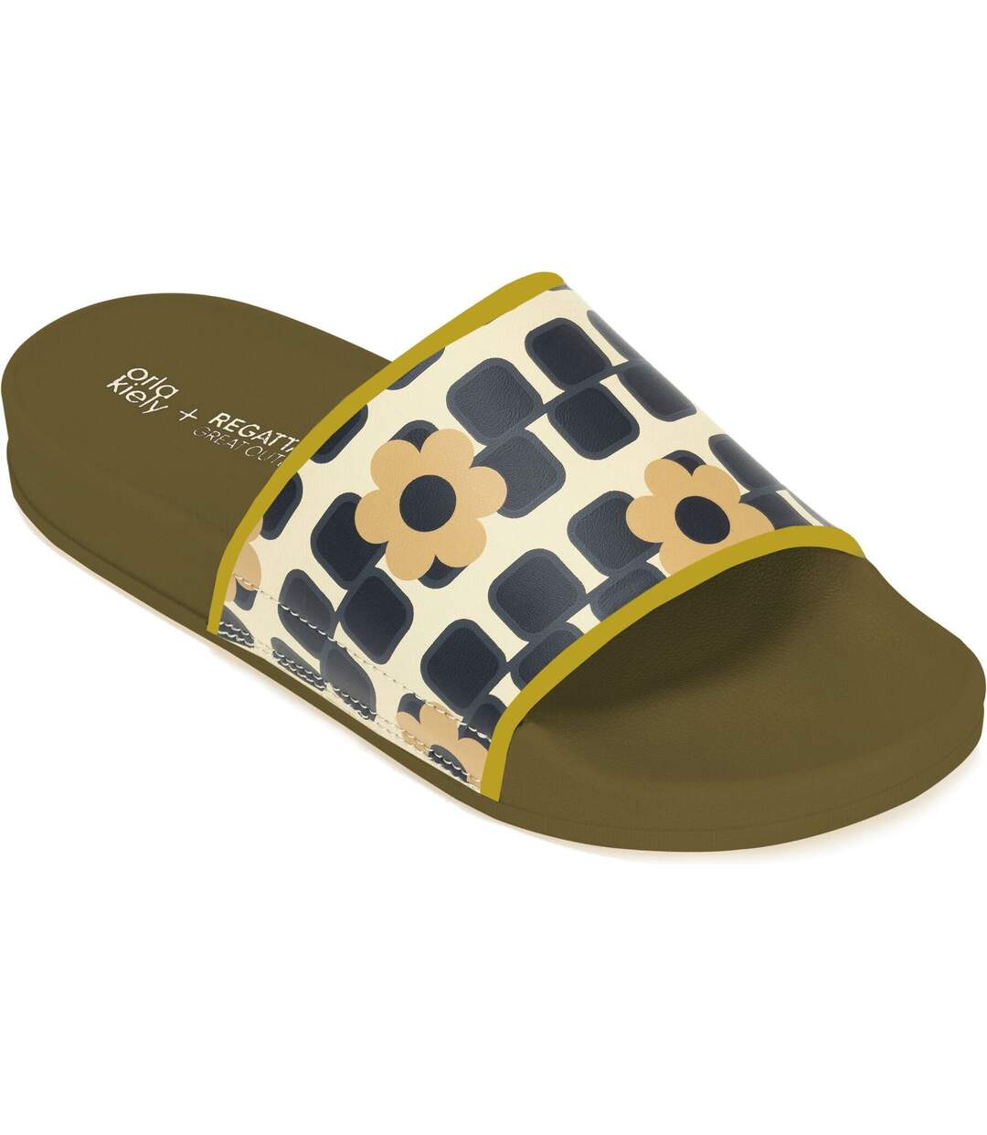 Womens/ladies Orla Kiely Giant Square Flower Sliders Monochrome Regatta-1