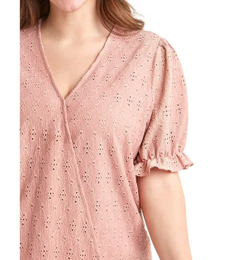 T-shirt cache-coeur blousant broderie