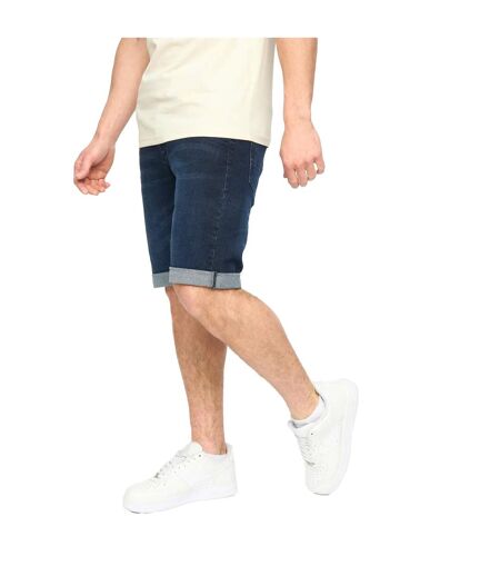 Mens Youlgreeve Denim Belted Shorts Dark Wash Crosshatch