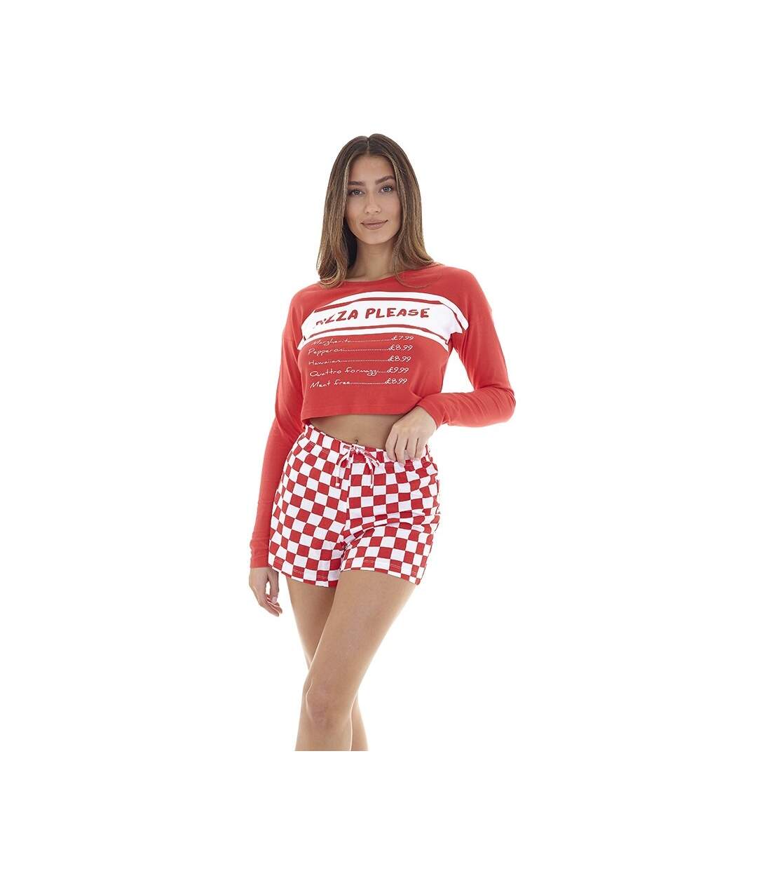 Womens/ladies pizza loungewear set red Brave Soul