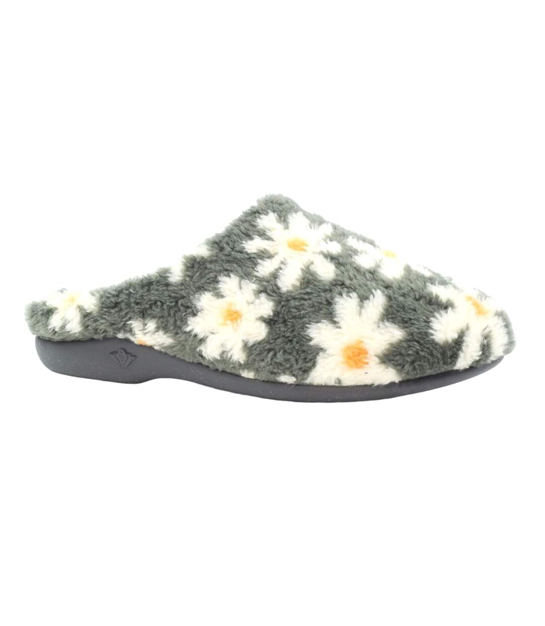 Chaussons mules plumeria femme gris Lunar-1