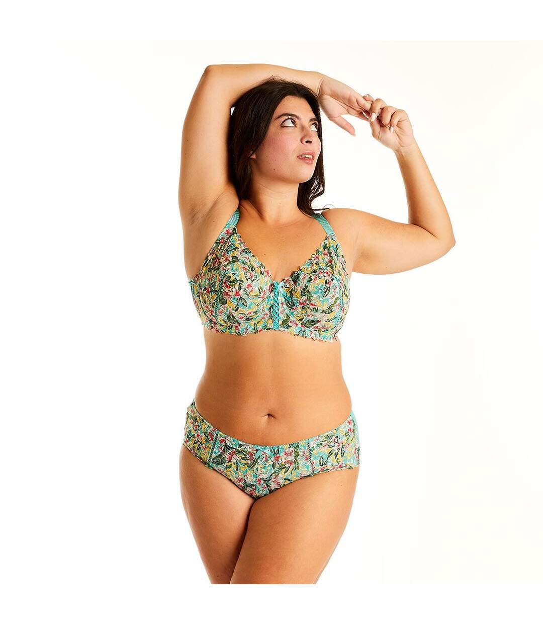 Soutien-gorge à armatures grand maintien turquoise/jaune Elena