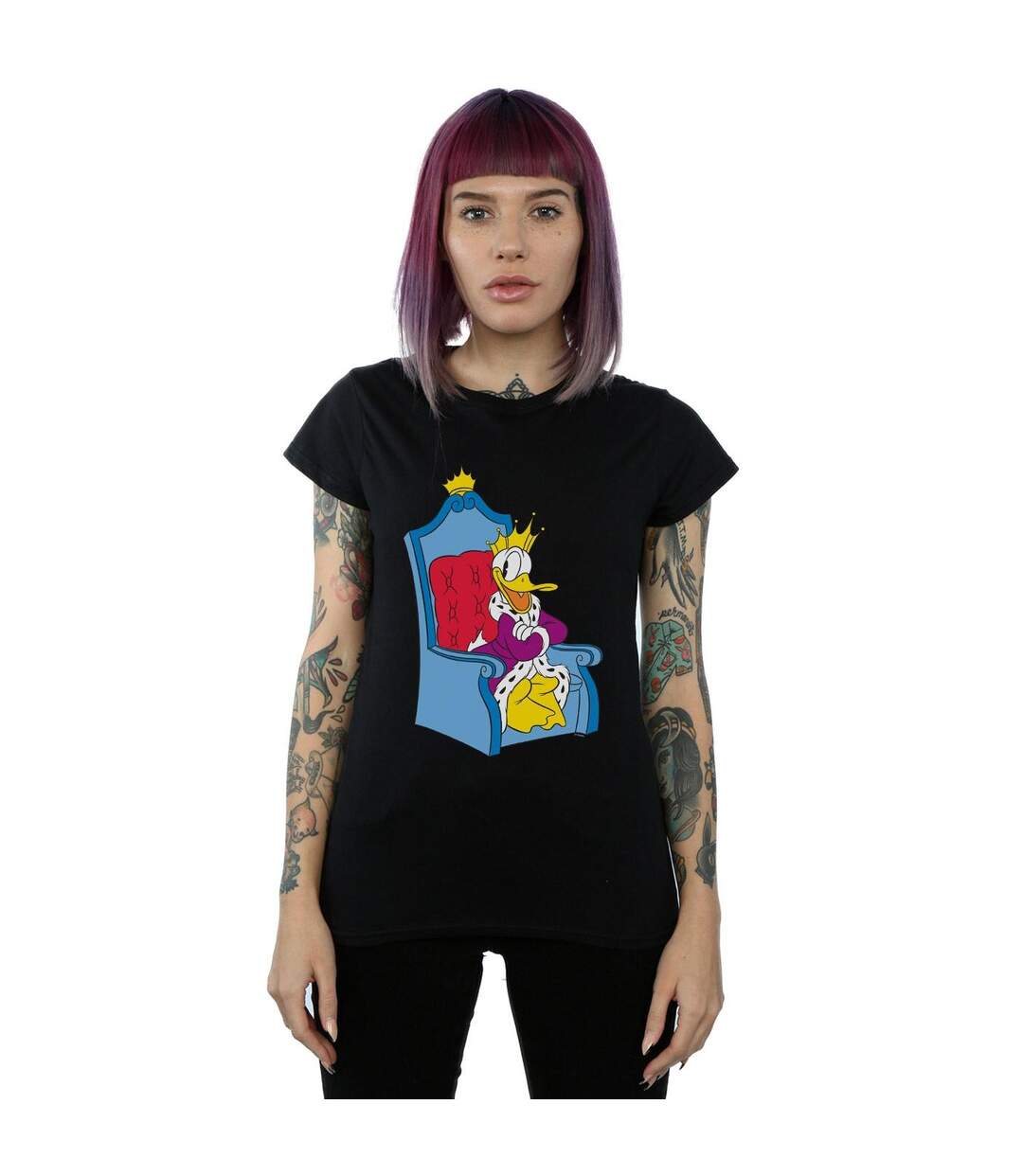 Disney T-shirt en coton Donald Duck King Donald pour femmes/femmes (Noir) - UTBI32205-2