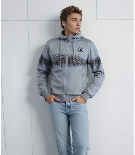 Gilet Sweat à  Capuche Ajusté Homme Gris avec Imprimé