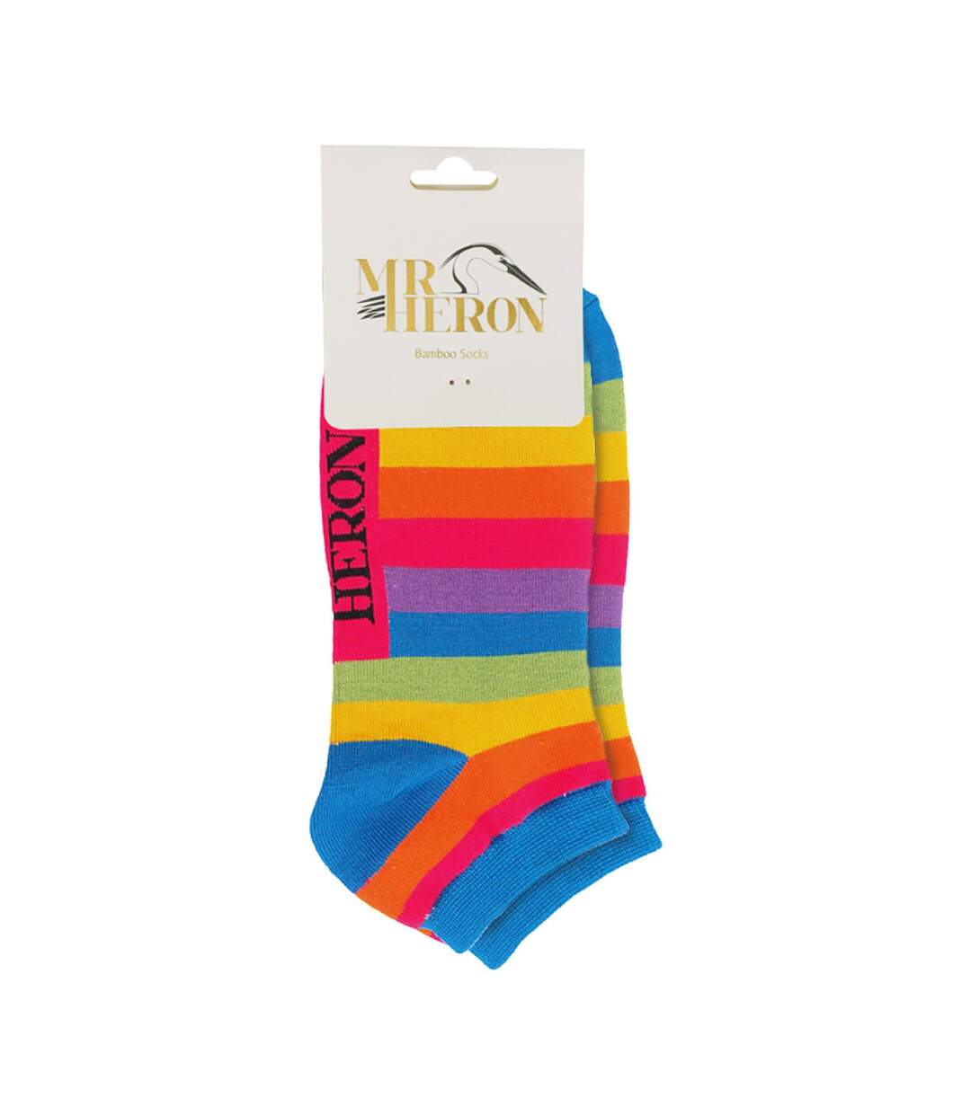 1 Pack Mens Rainbow Striped Bamboo Trainer Socks-2