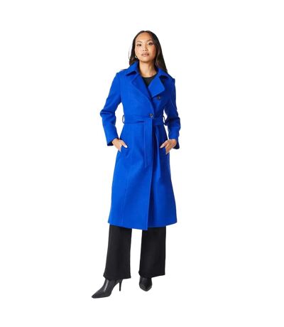 Womens/ladies Asymmetric Wrap Coat Cobalt Principles