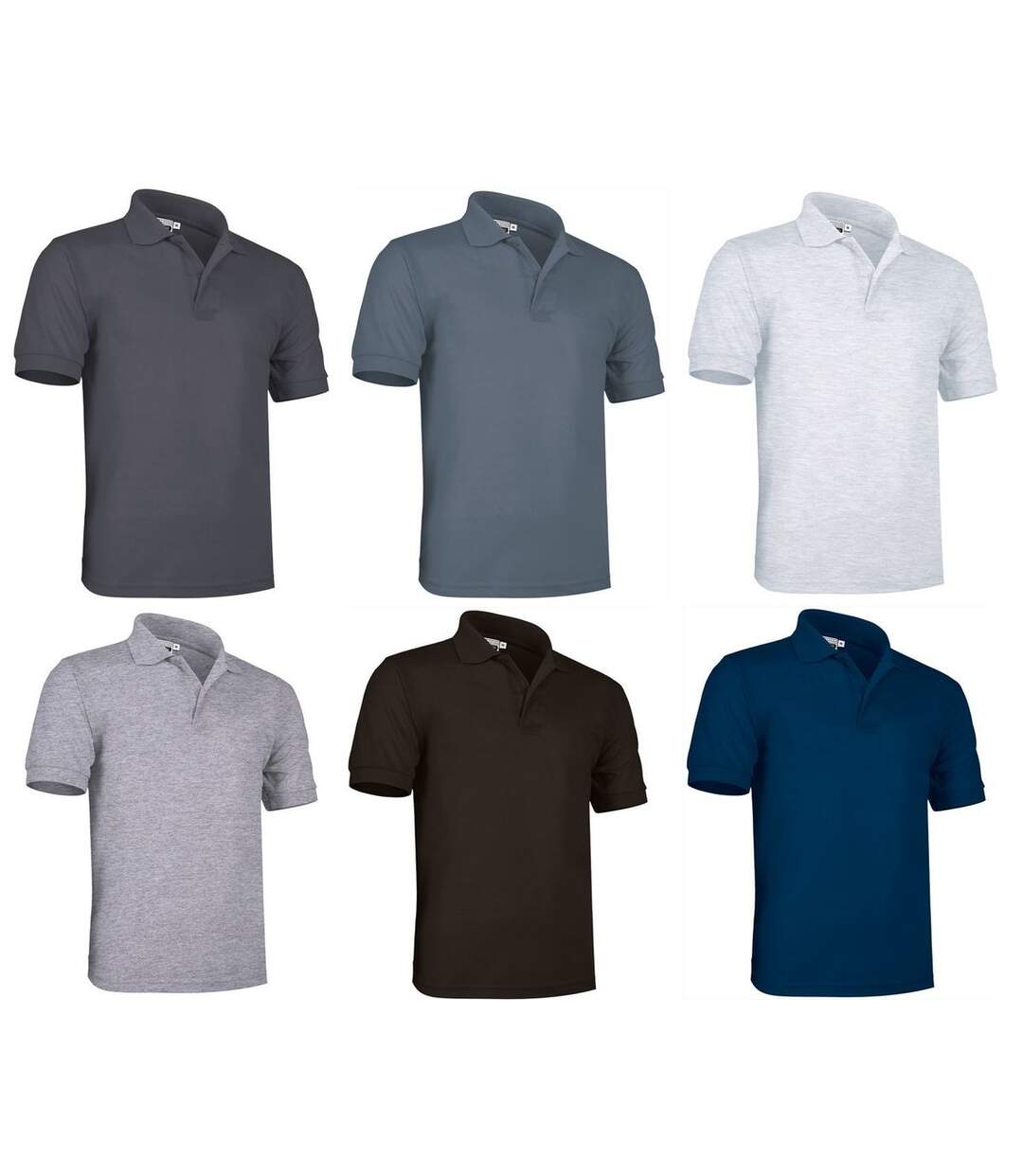 Lot 6 Polos manches courtes - Homme - PATROL - noir gris blanc chiné et bleu