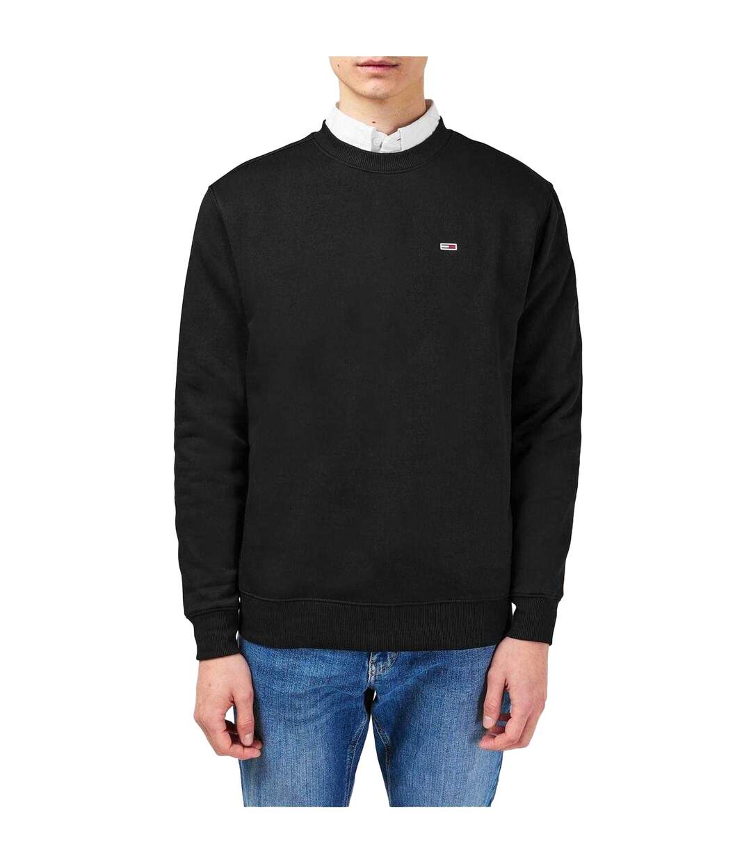 Mens Fleece Lined Sweatshirt Black Tommy Jeans-1