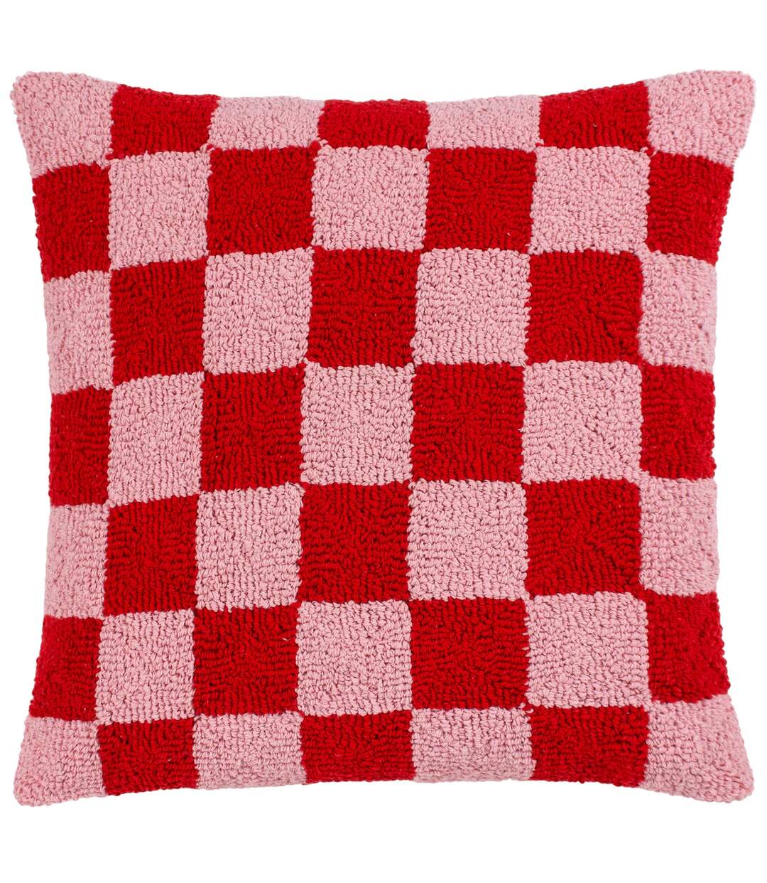 Yarrow faux mohair checked cushion cover 45cm x 45cm red Yard