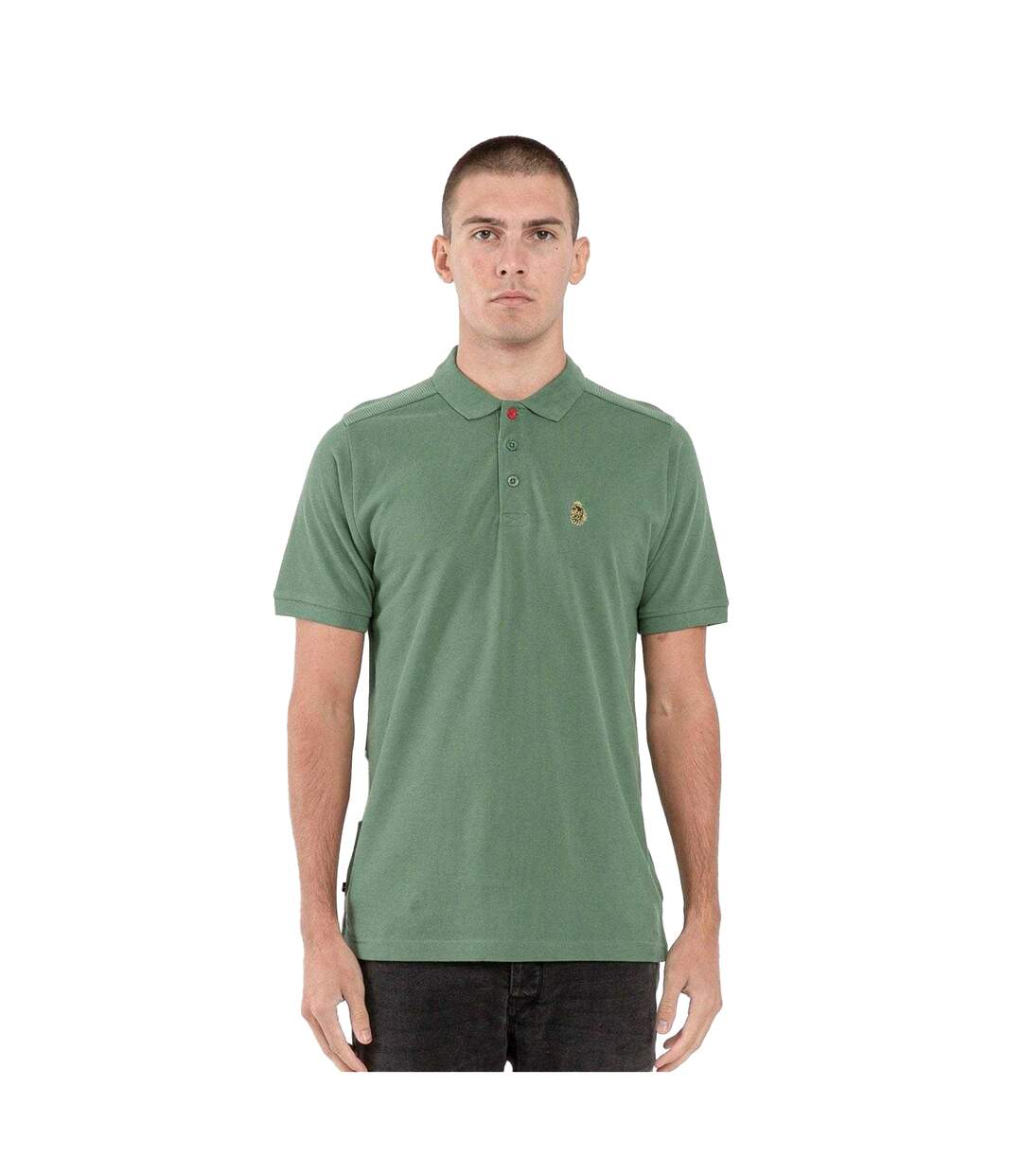 Mens Robbie Embroidered Logo Regular Polo Shirt Green Luke 1977-1