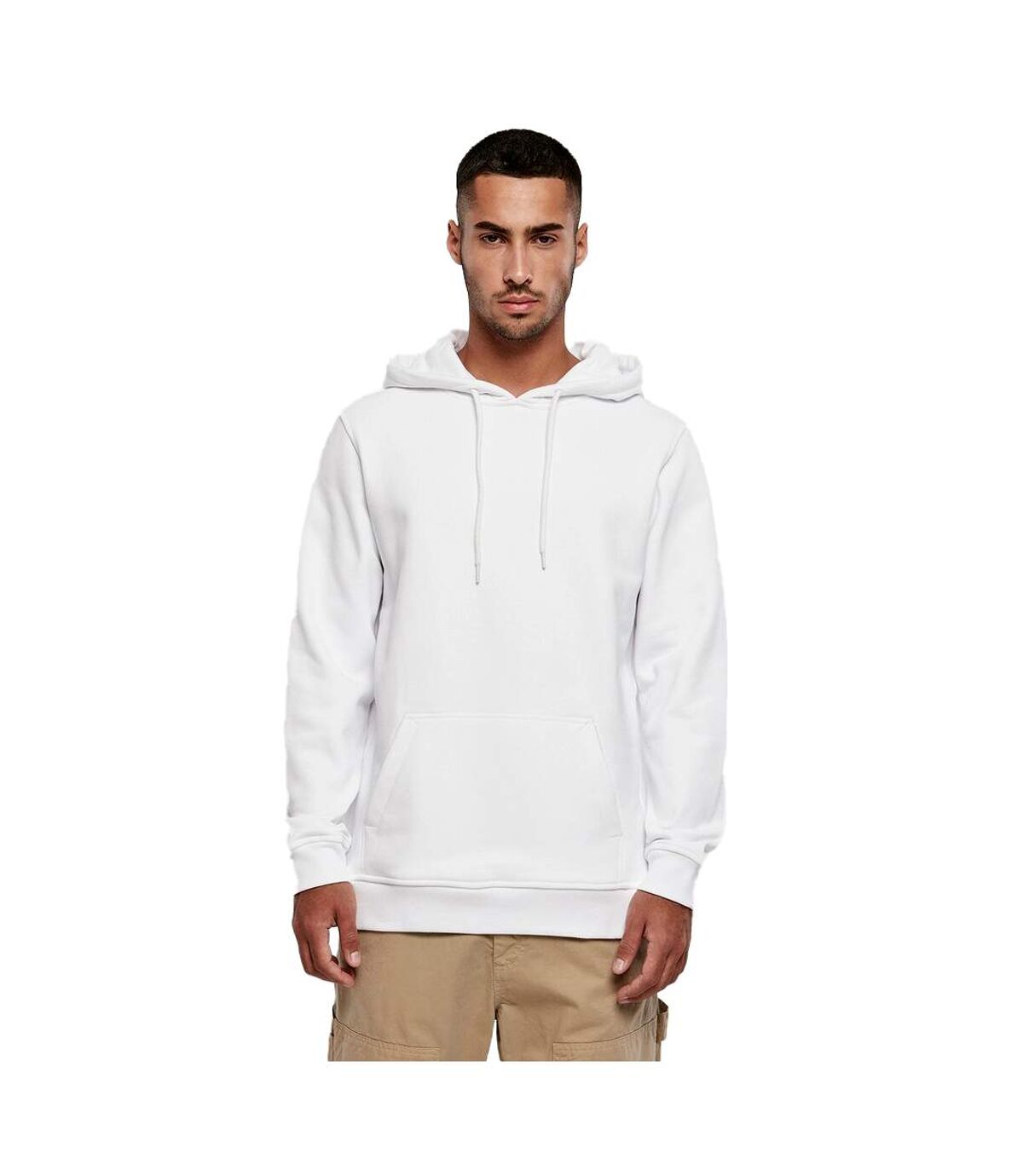 Build Your Brand Mens Ultra Heavy Regular Hoodie (White)