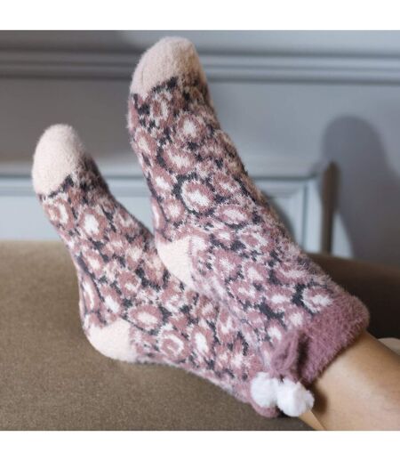 1 Pair Ladies Sherpa Lined Grip Socks - Warm Fluffy Cosy Non-Slip Comfort