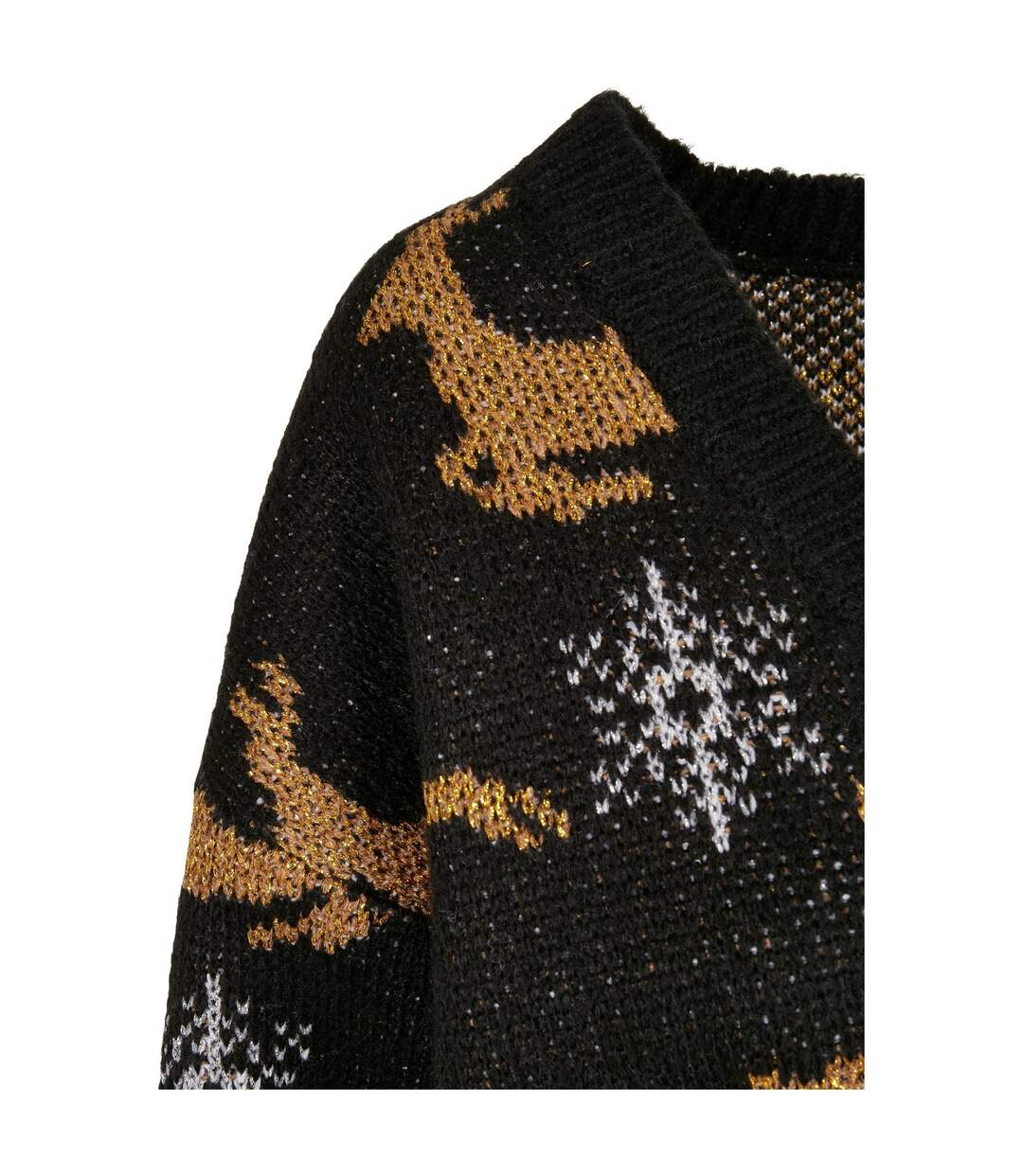 Cardigan Manches Longues Noël Femme Noir Doré Urban Classics-3