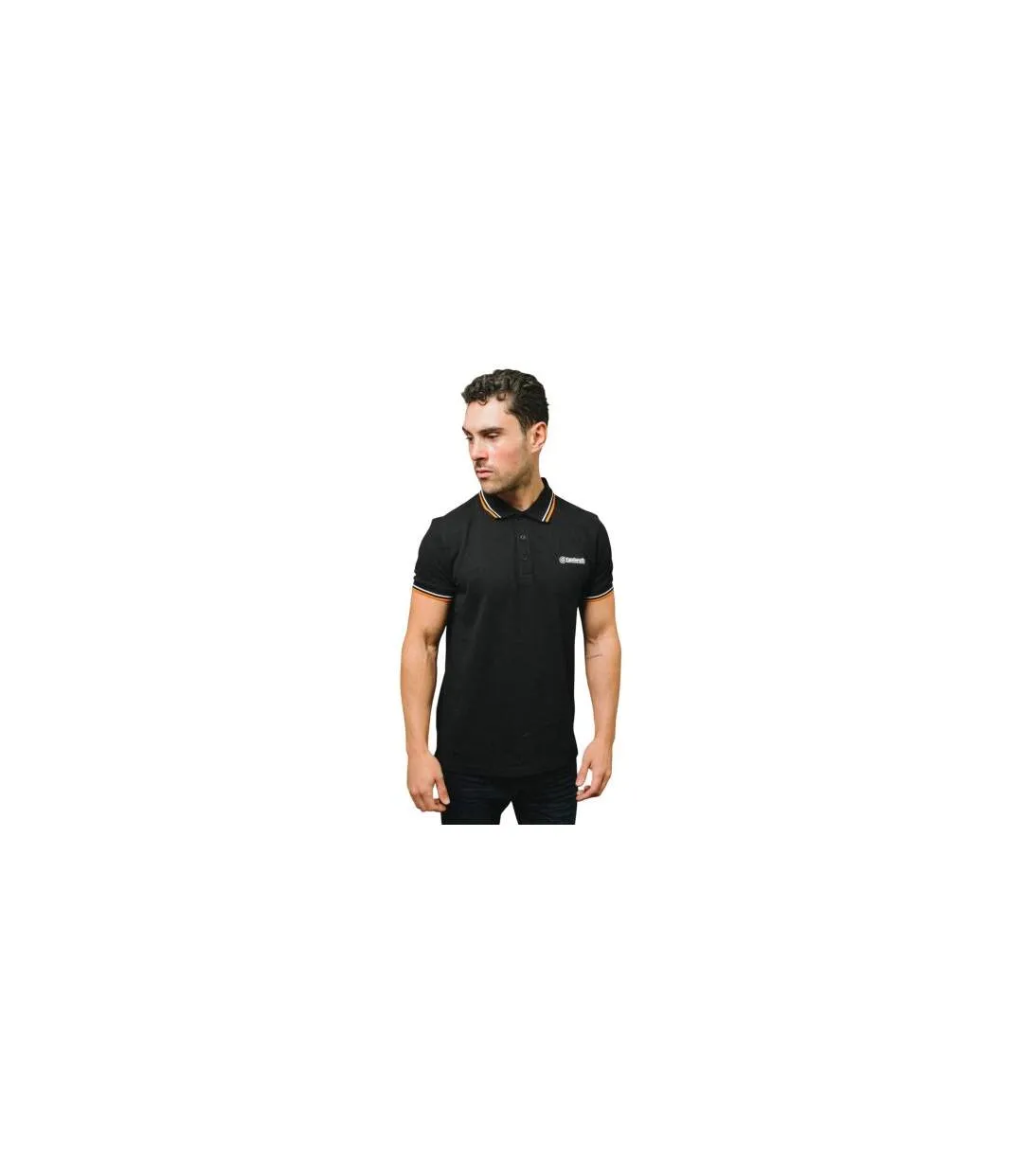 Mens Ss25 Twin Tip Polo Shirt Black White Marmalade Lambretta-1