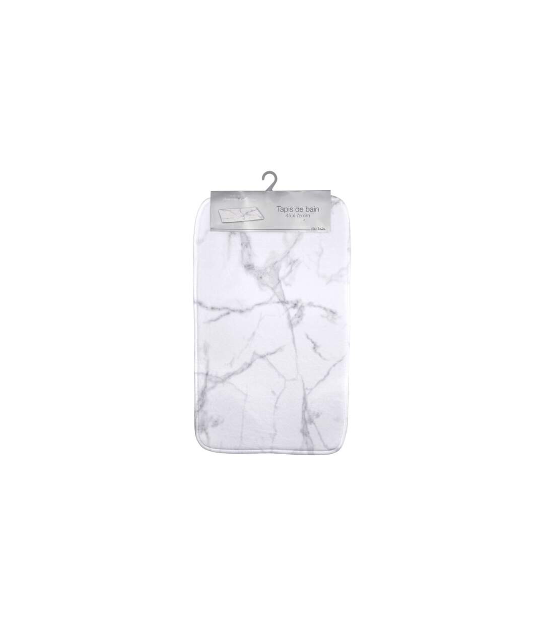 Tapis de Bain Microfibre Effet Marbre 45x75cm Blanc-2