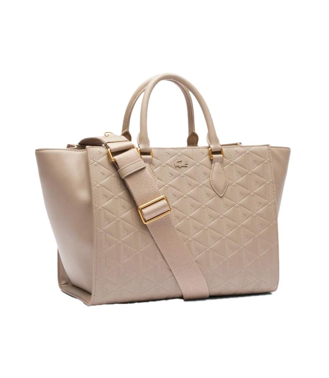 Sac à main beige femme lacoste lage maheki monogram-1