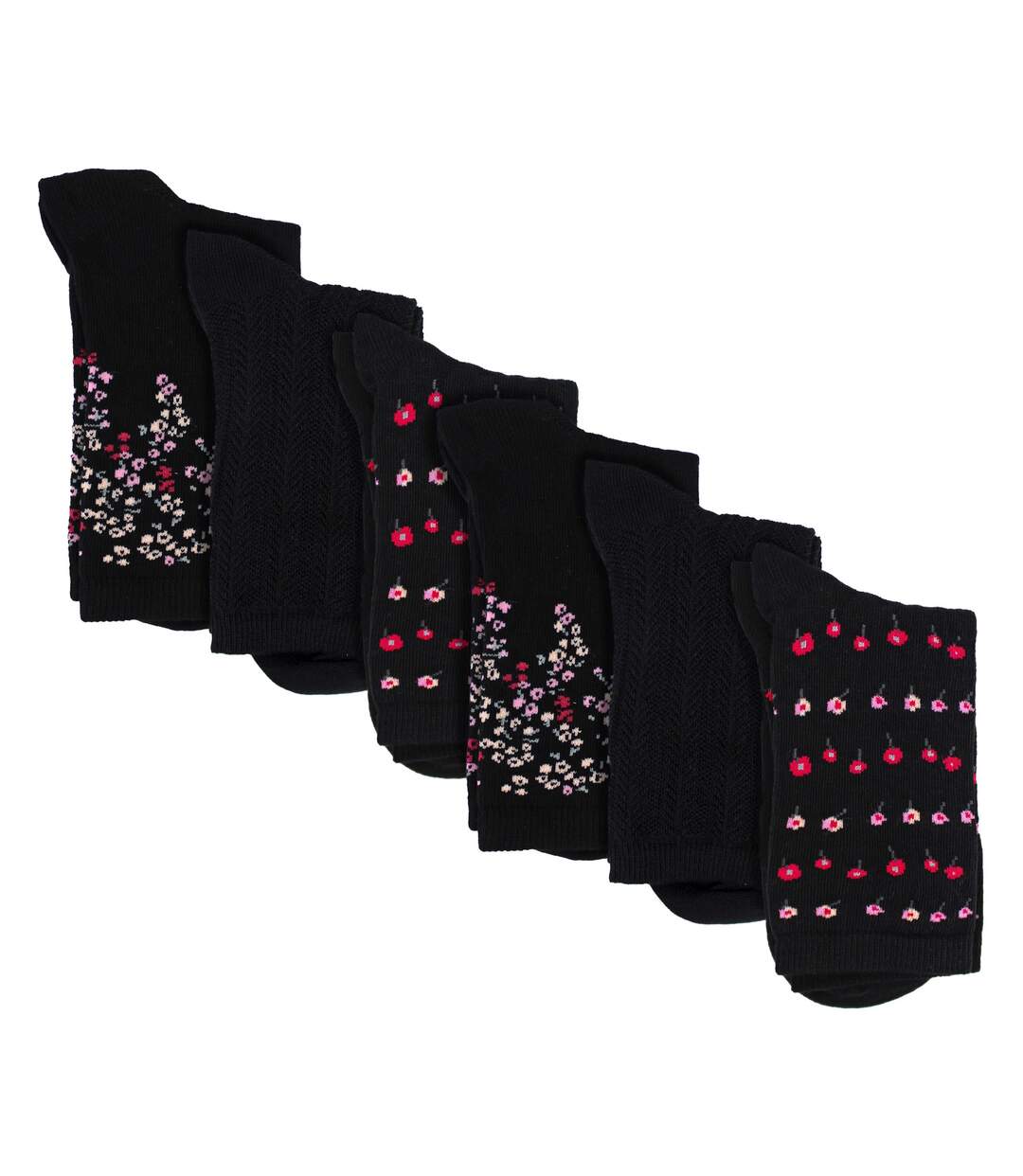 Sock Snob - 6 Paires Chaussettes Femme Fleuries en Coton Douces et Confortables-3