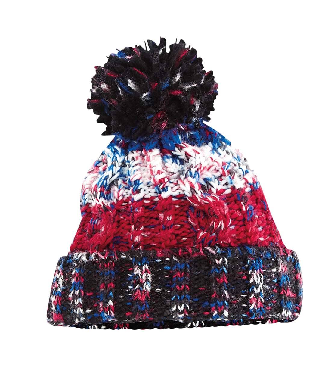 Beechfield Unisex Adults Corkscrew Knitted Pom Pom Beanie Hat (Black Jacks) - UTRW5192-2