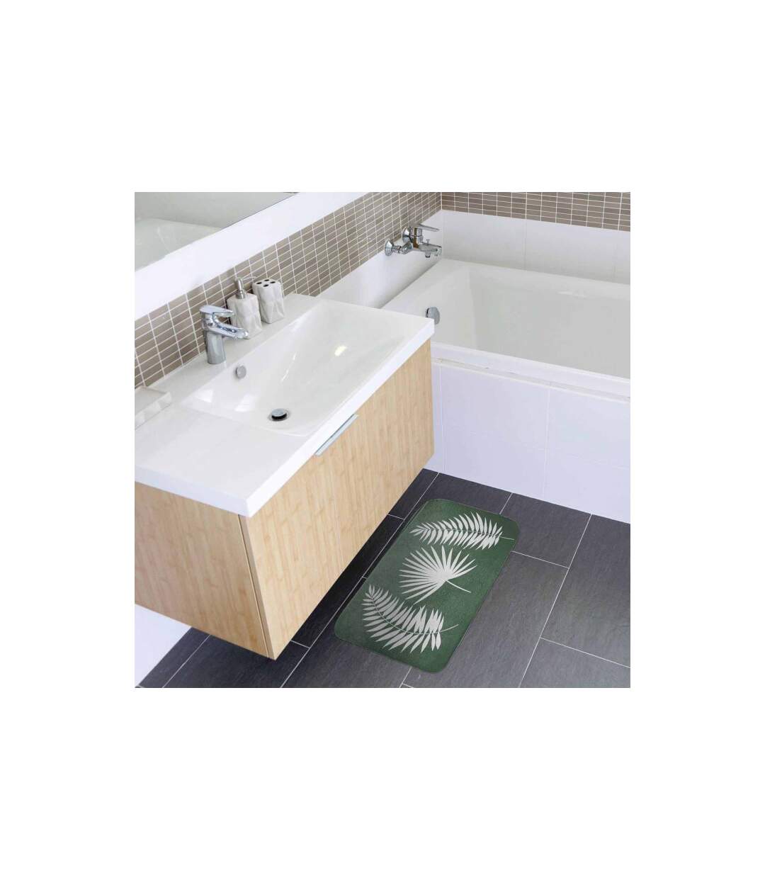 Tapis de Bain Imprimé Jungly 45x75cm Vert-2