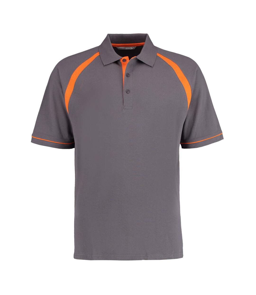 Mens oak hill piqué polo shirt charcoal/orange Kustom Kit