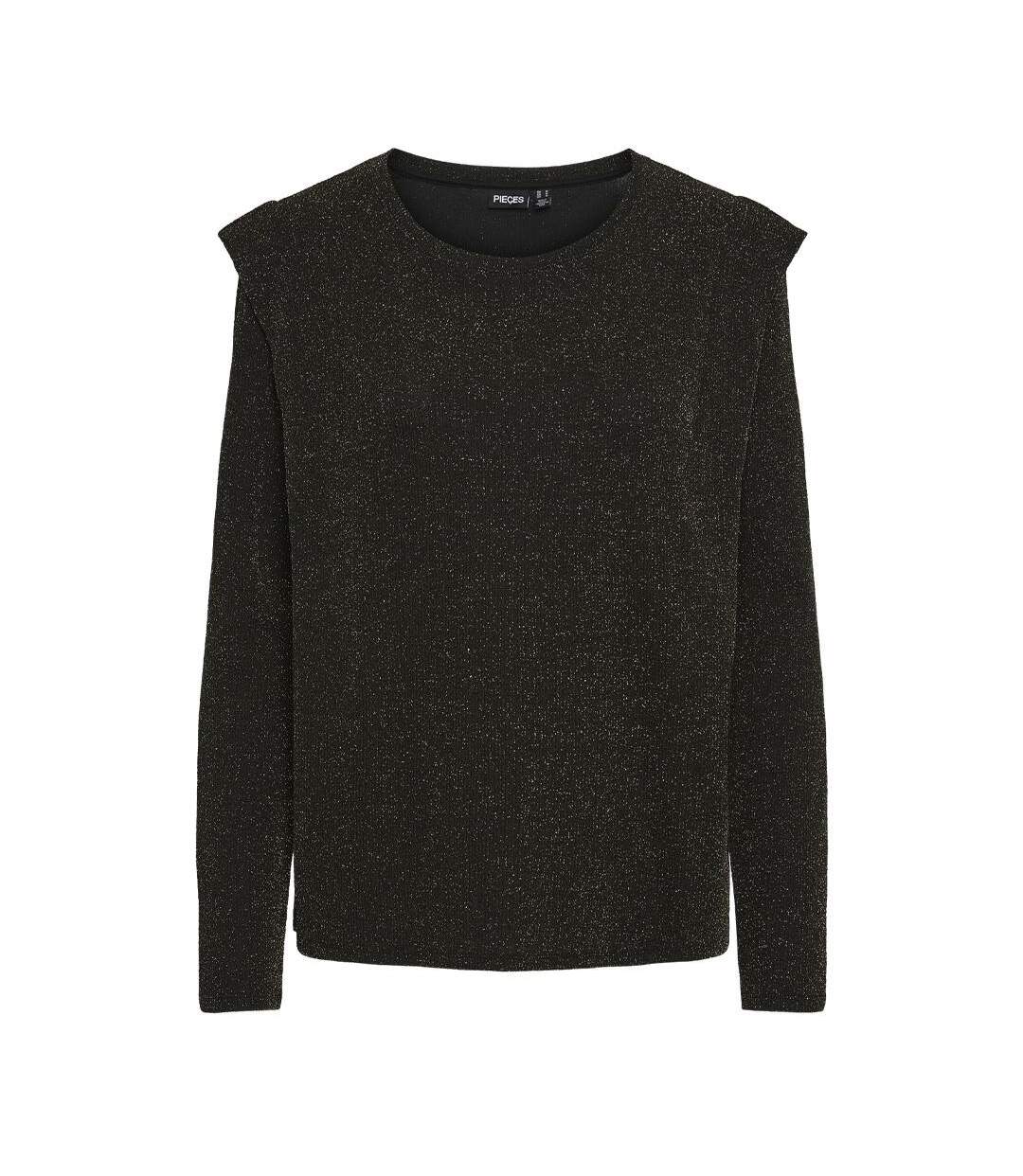 T-Shirt manches longues noir femme pieces nora-1