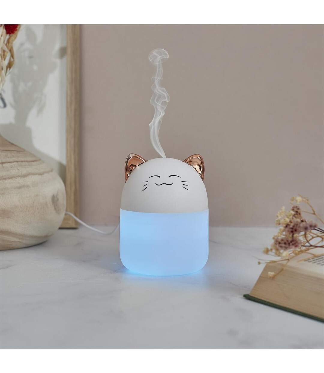 Diffuseur de Parfum LED Chat 200ml Blanc-4