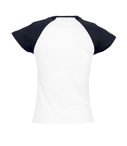 SOLS Womens/Ladies Milky Contrast Short/Sleeve T-Shirt (White/Navy)