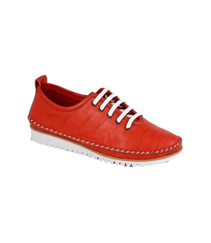 Mod Comfys Womens/Ladies Flexi Softie Leather Sneakers (Red) - UTDF2058