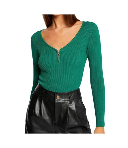 T-shirt Manches Longues Vert Femme Morgan Banza - L