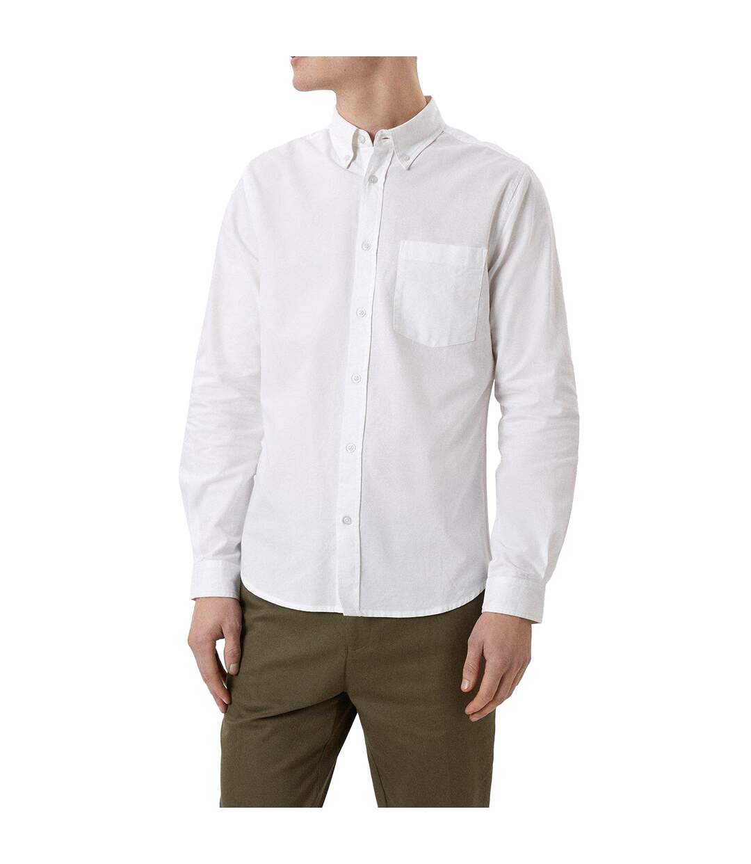 Mens Chest Pocket Long-sleeved Formal Shirt White Burton-1
