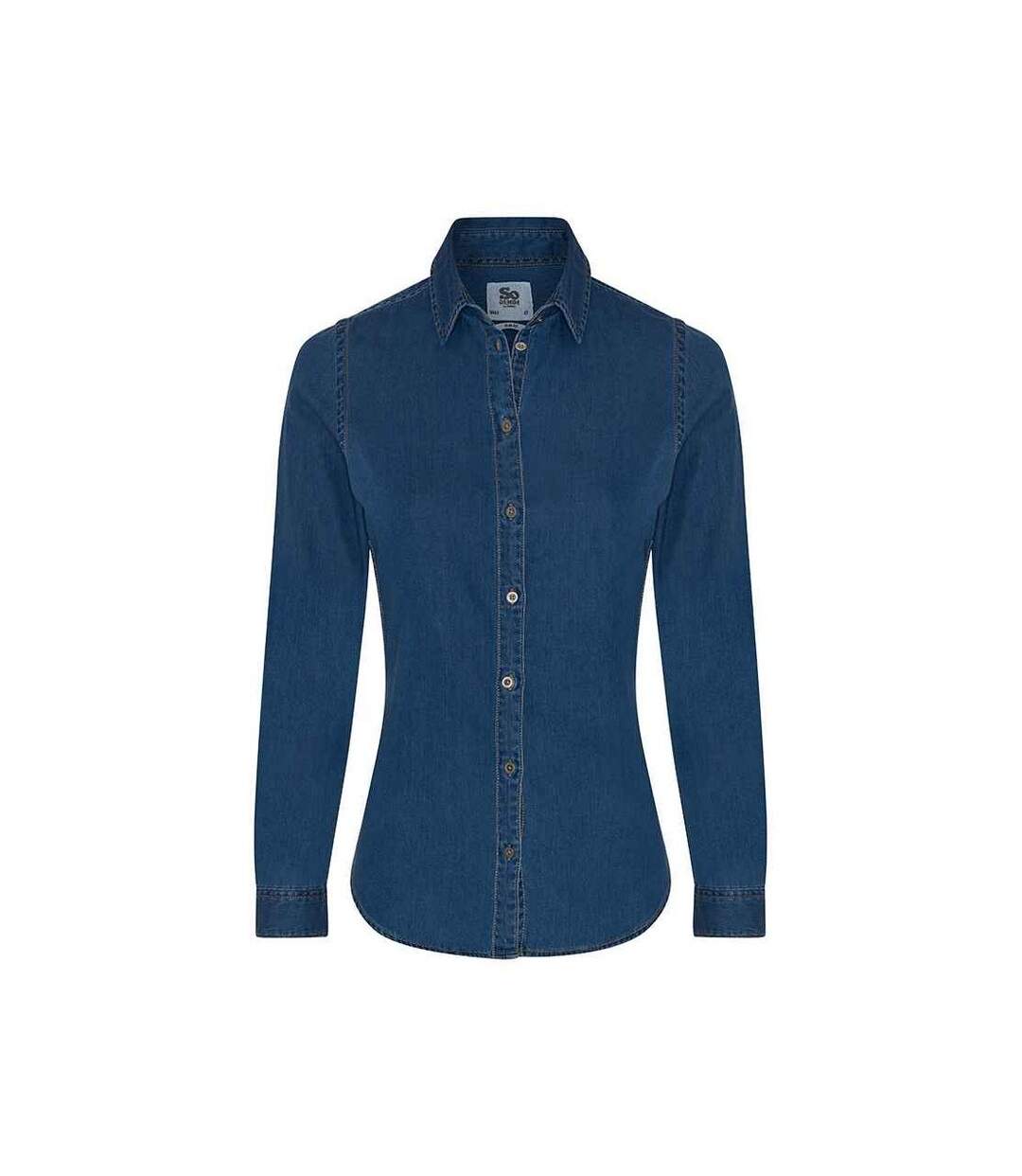 Womens/ladies lucy denim shirt dark blue So Denim