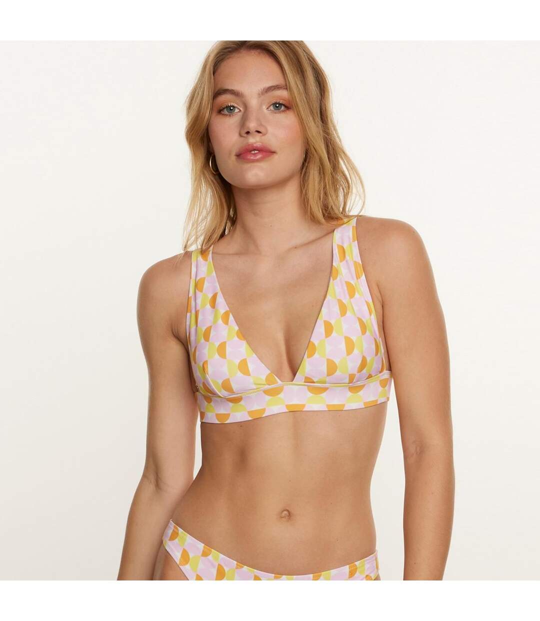 Haut de maillot de bain triangle rose Seventies