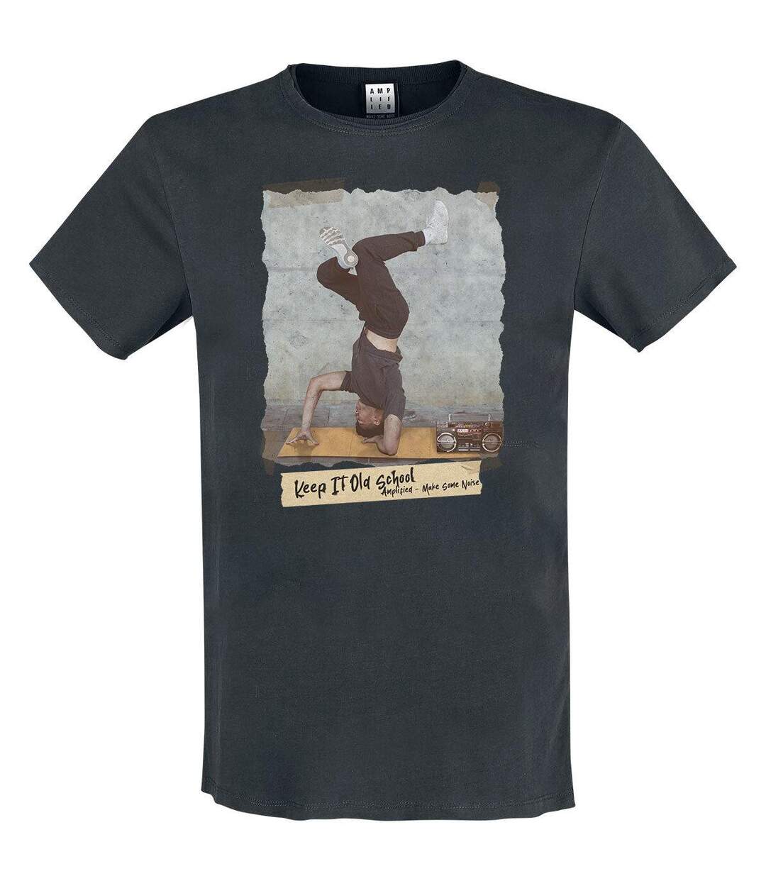 Mens Keep It Old School T-shirt Charcoal Amplified-1