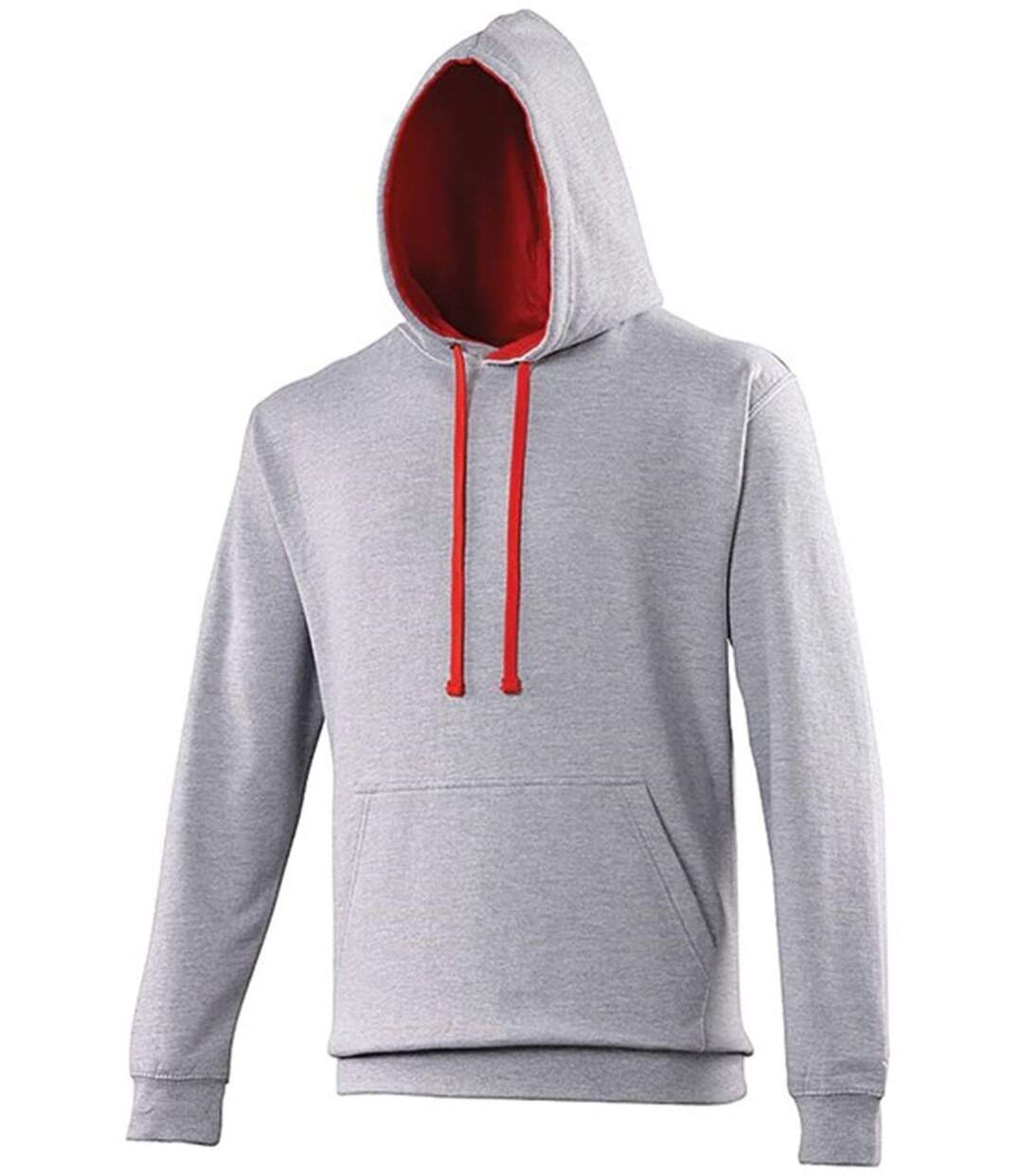 Sweat à capuche contrastée unisexe - JH003 - gris clair et rouge