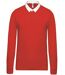 Polo homme rugby - Manches longues - rouge - Col contrasté-2