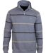 CHALLENGER PORTO1 — Sweat col camionneur à rayures gris : confort et style au quotidien-1