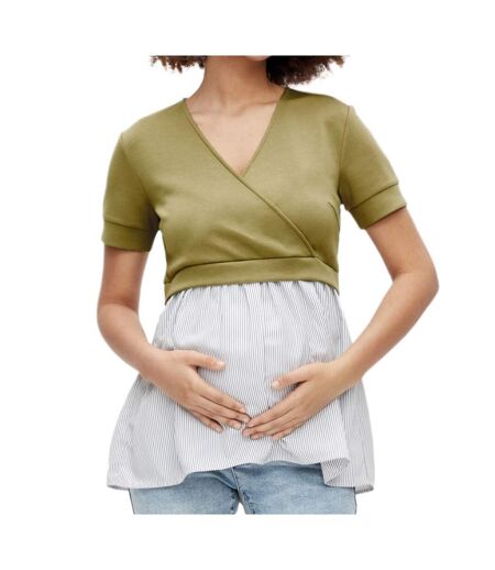 Blouse de grossesse et allaitement kaki femme mamalicious jennifer