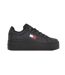 Womens/ladies Icon Leather Flatform Trainers Black Tommy Jeans-1