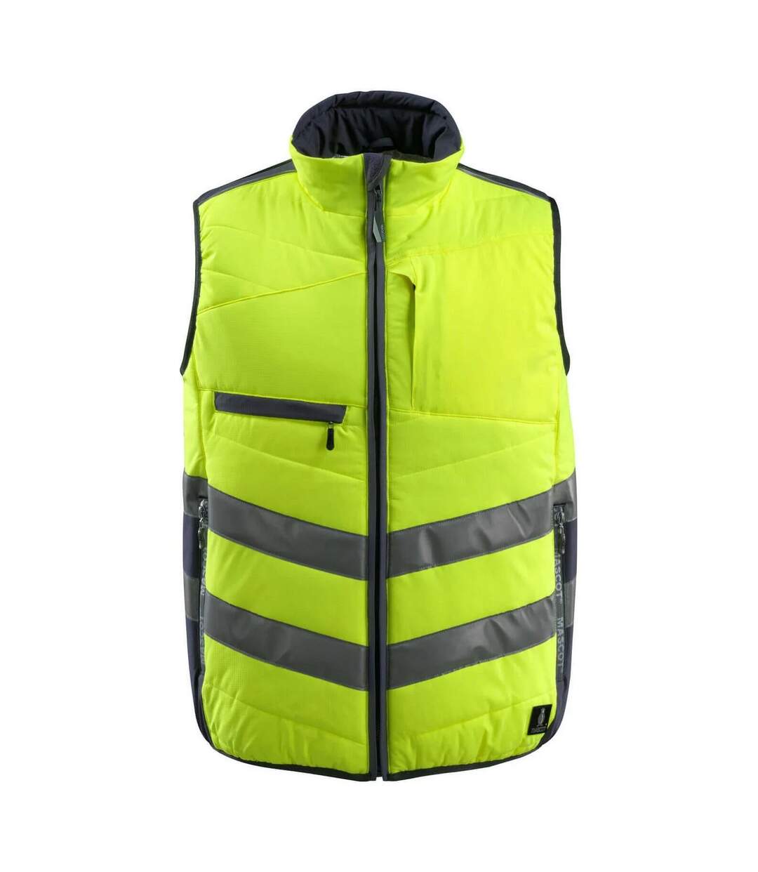 Gilet Haute Visibilité Safe Supreme Grimsby Adulte Jaune Fluo Bleu Marine Foncé Mascot-1