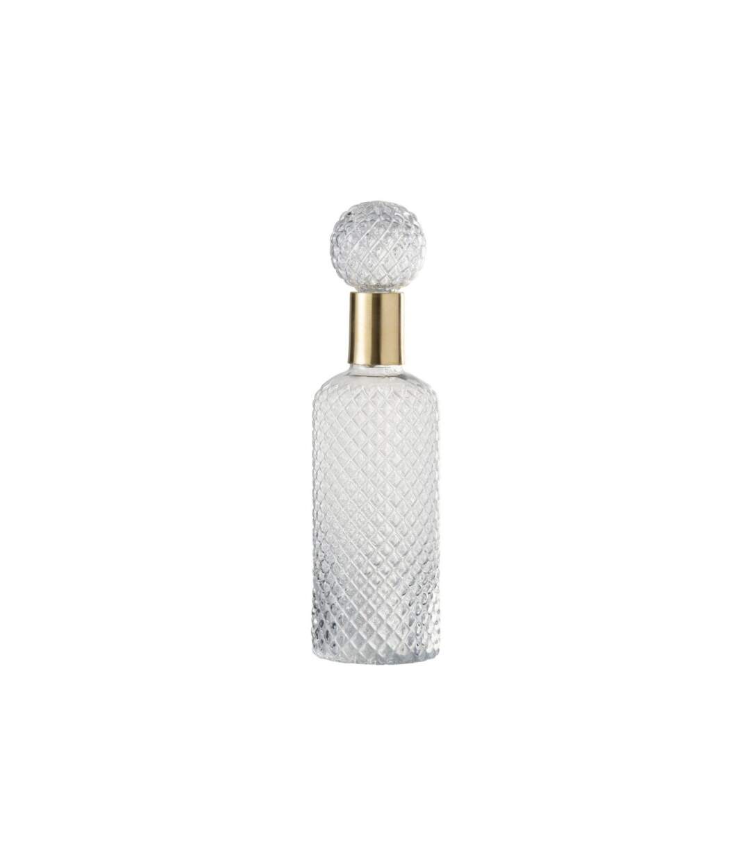 Bouteille Design en Verre Relief 37cm Transparent & Or-1