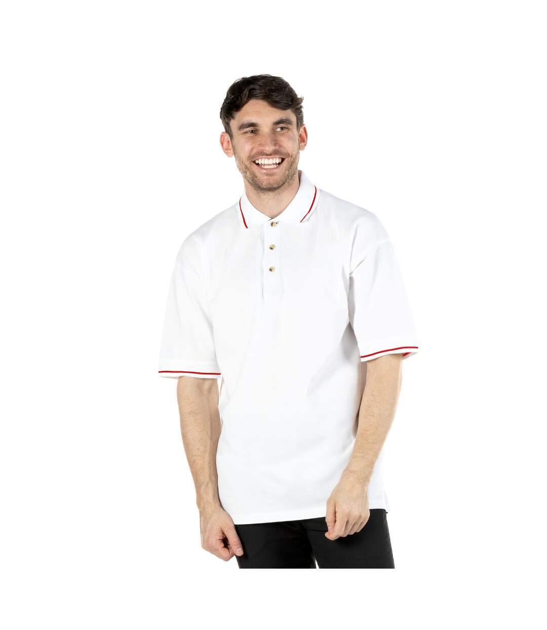 Polo à manches courtes Kustom Kit St. Mellion pour homme (Blanc/Rouge vif) - UTBC615