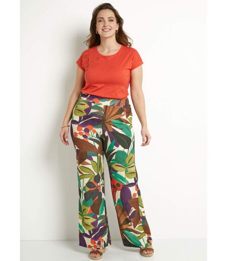 Pantalon large taille élastiquée imprimé