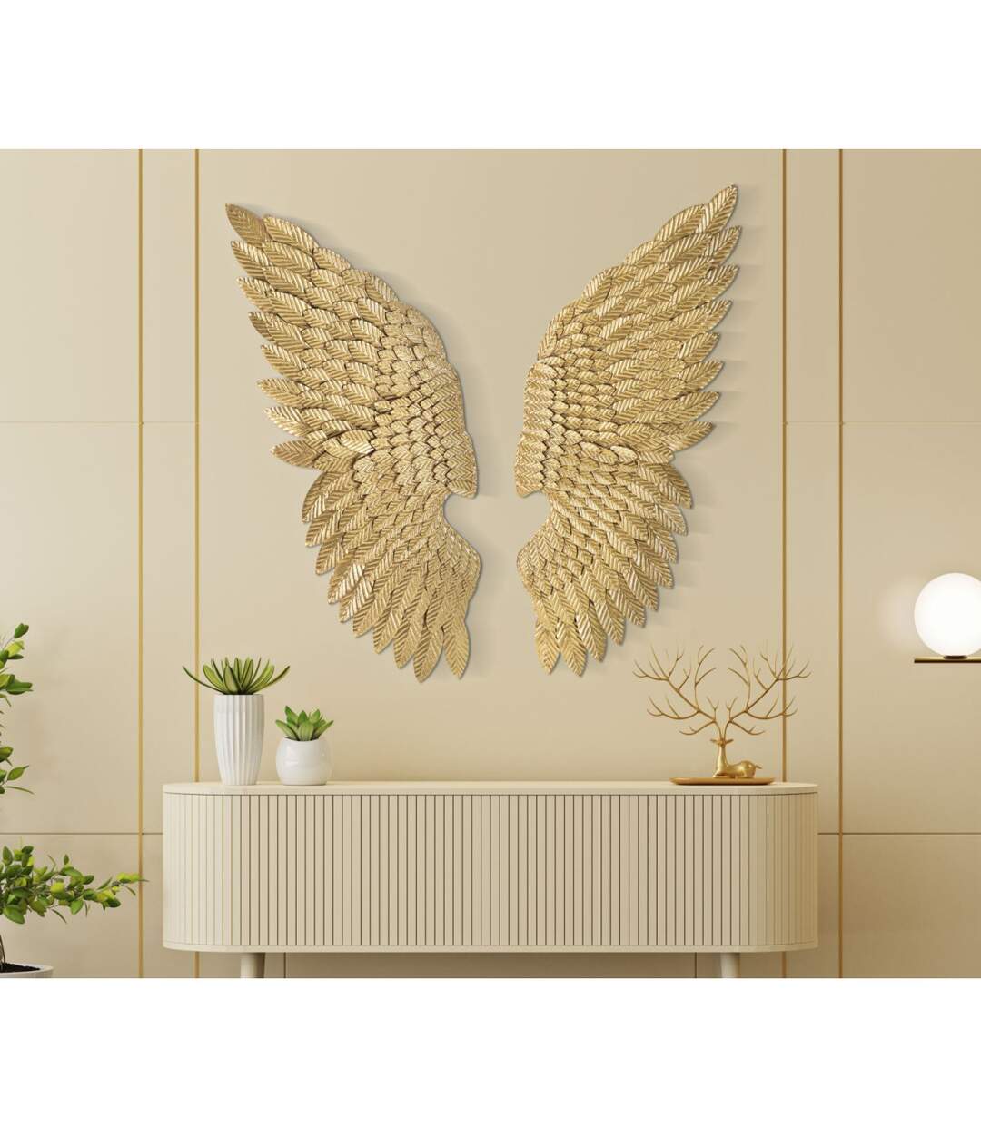 Lot de 2 Décorations Murales en Métal Beauty 100cm Or-5