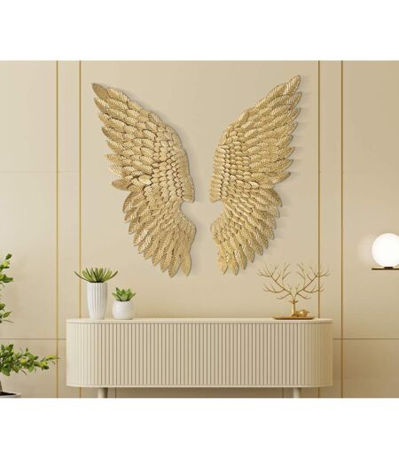 Lot de 2 Décorations Murales en Métal Beauty 100cm Or