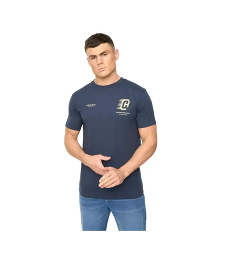 Mens Morville Cotton T-shirt Navy Crosshatch