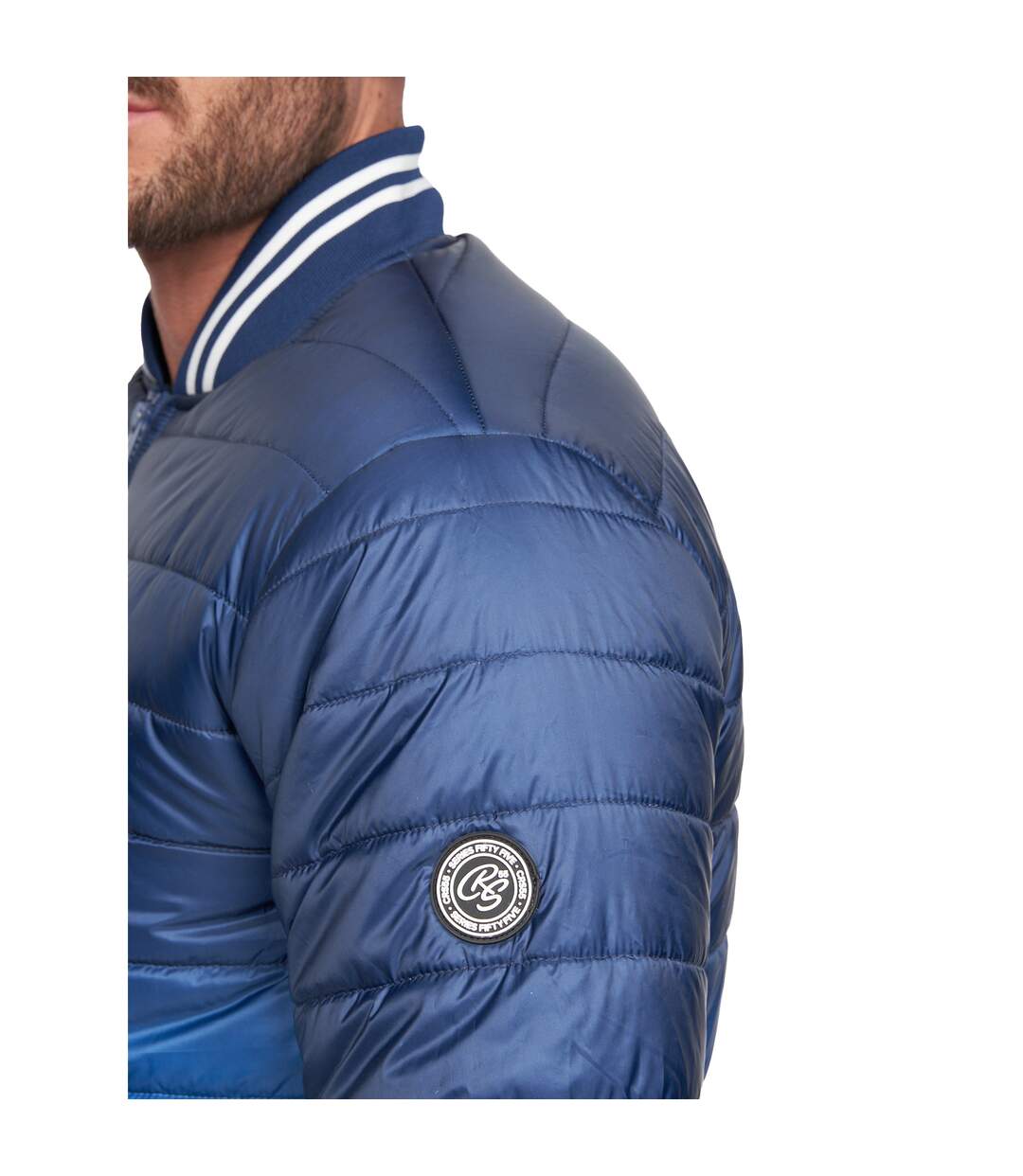 Mens Basefade Padded Jacket Blue Crosshatch-4