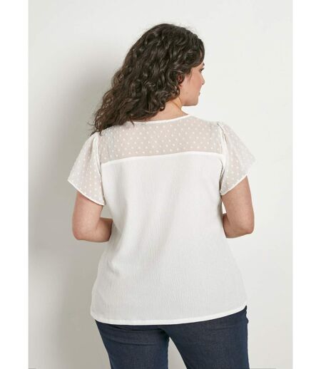 T-shirt col V plumetis manches courtes