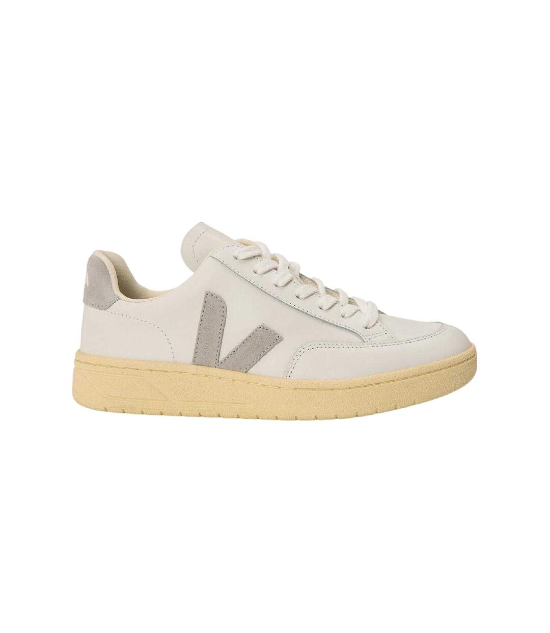 Womens/ladies V Leather Court Trainers White Grey Veja-1